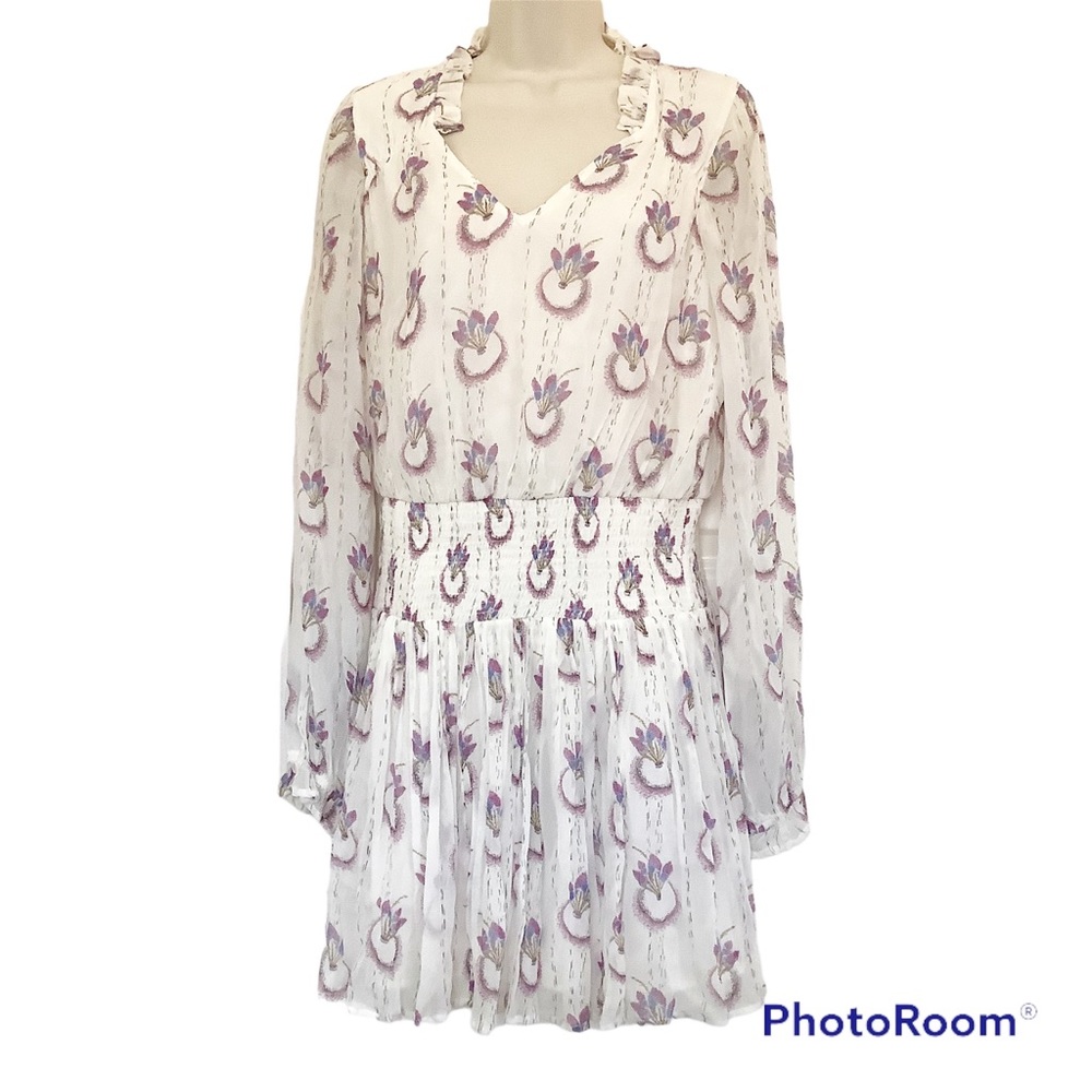 Free People Lined Dress S Small Multicolor Sheer Long Sleeve Boho Peasant